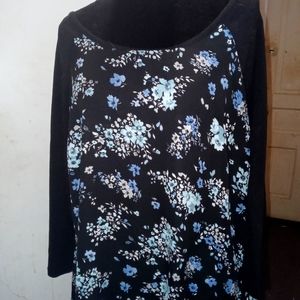 Torrid Long Sleeve Flowered and Black Blouse
